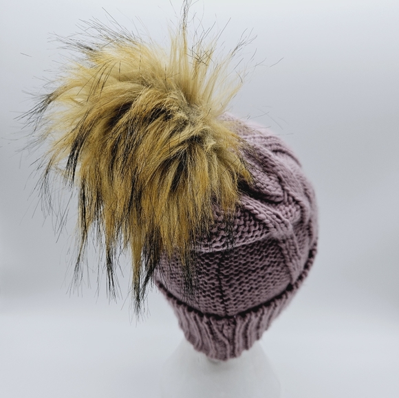 RIPZONE | cable knit pompom fleece lined beanie toque winter hat - Picture 5 of 8